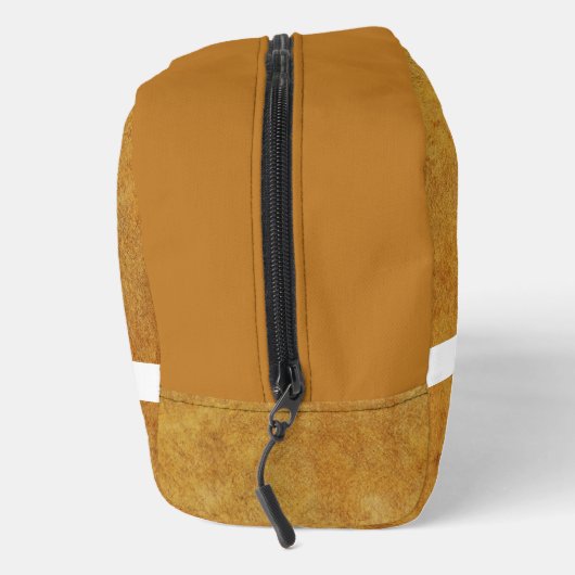 Tan lederen textuur Trim White Monogram Naam Toilettasje (Rechts)