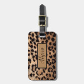 Tan Leopard Cheetah Animal Print gepersonaliseerd Bagagelabel (Voorkant verticaal)