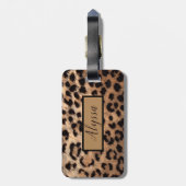 Tan Leopard Cheetah Animal Print gepersonaliseerd Bagagelabel (Achterkant verticaal)