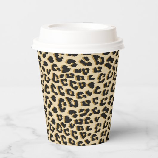 Tan Leopard Print Papieren Bekers (Voorkant)