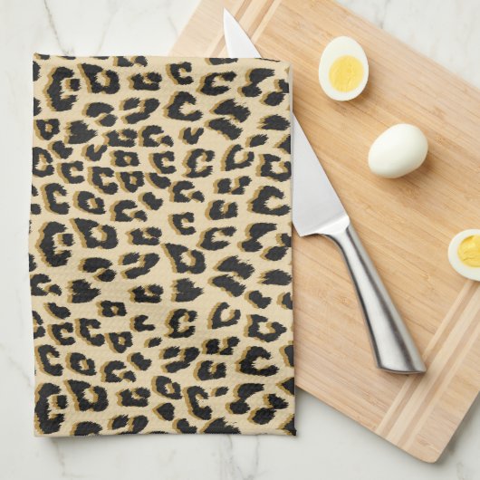 Tan Leopard Print Theedoek (Quarter Fold)