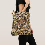 Tan Leopard Skin Canvas tas (Dichtbij)