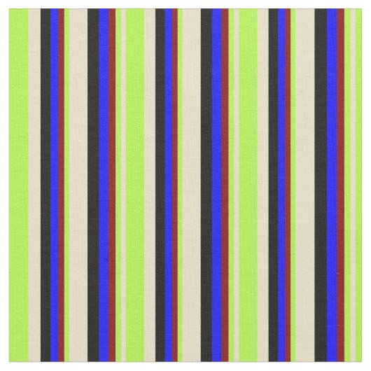 Tan, Light Green, Maroon, Blue en Black Colour Stof (Close Up)