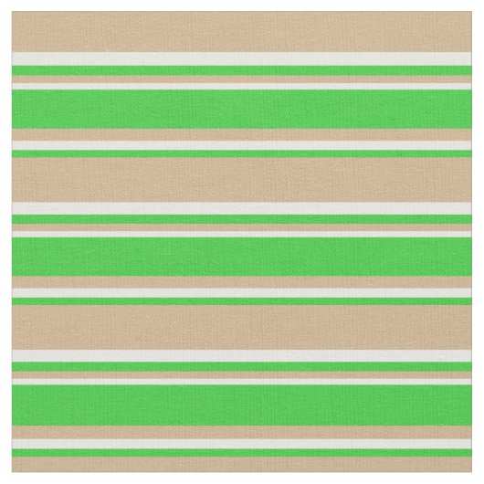 Tan, Lime Green en White Stripes Pattern Stof (Close Up)