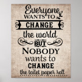 Tan Linen kijk om de toiletpapierruimte te wijzige Poster (Voorkant)