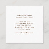 Tan Linen Modern minimalist Vierkante Visitekaartje (Achterkant)