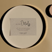 Tan Linen Simple Black Script Weddenschap Details Kaart