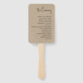 Tan Linen Simple Black Script Weddenschap Hand Fan Handwaaier (Achterkant)