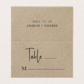 Tan Linen Simple Black Script Weduwgoedkaart Visitekaartje (Buitenkant ongevouwen)