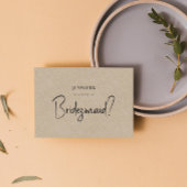 Tan Linen White Script zal je zijn mijn Bridesmaid Kaart