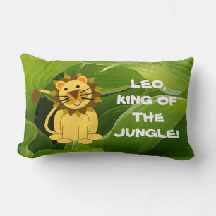 Tan Lion and Green Hostas King of the Oerwoud Kussen