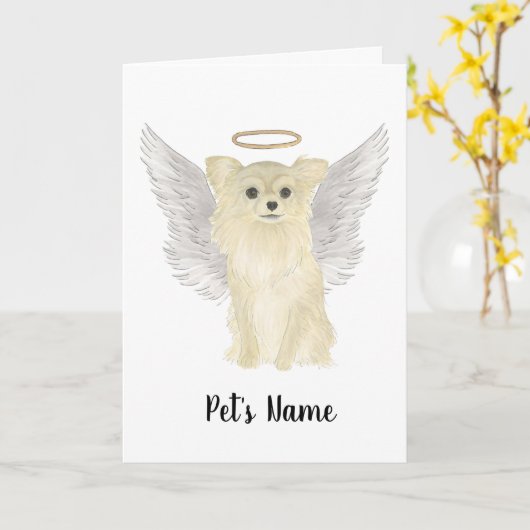 Tan Long Hazard Chihuahua Sympathie Memorial Kaart (Gele Bloem)