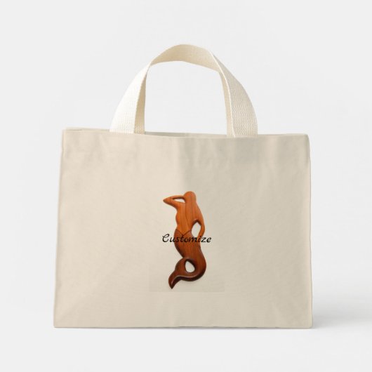 tan look-out-zeemeermin mini tote bag (Achterkant)