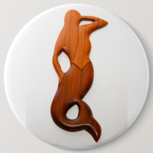 tan look-out-zeemeermin ronde button 6,0 cm (Voorkant)