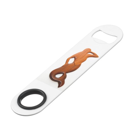 tan look-out-zeemeermin speed flessenopener (Voorkant Gekanteld)