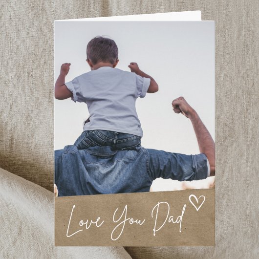 Tan Love You Dad Heart Custom Photo Vaderdag Kaart