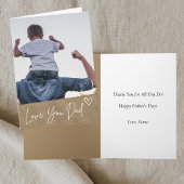Tan Love You Dad Heart Custom Photo Vaderdag Kaart