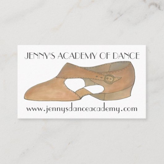 Tan Lyrical Modern Shoe Dance Teacher Studio Visitekaartje (Voorkant)