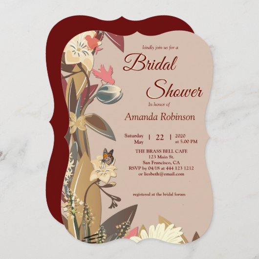 Tan - Marsala Wijn en draai van roze huiden Kaart (Voorkant / Achterkant)