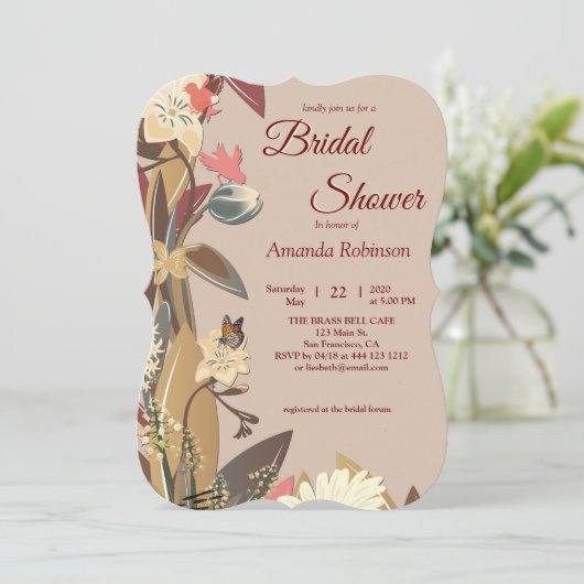 Tan - Marsala Wijn en draai van roze huiden Kaart (Staand voorkant)