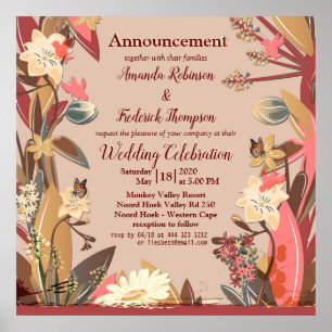 Tan - Marsala Wijn en draai van roze huiden Poster