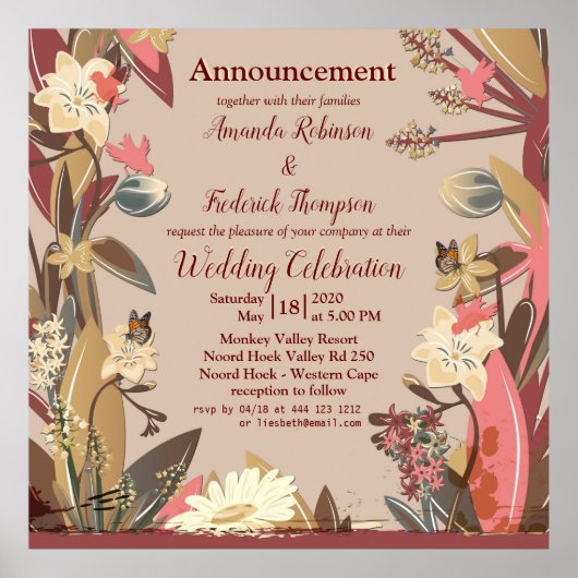 Tan - Marsala Wijn en draai van roze huiden Poster (Voorkant)