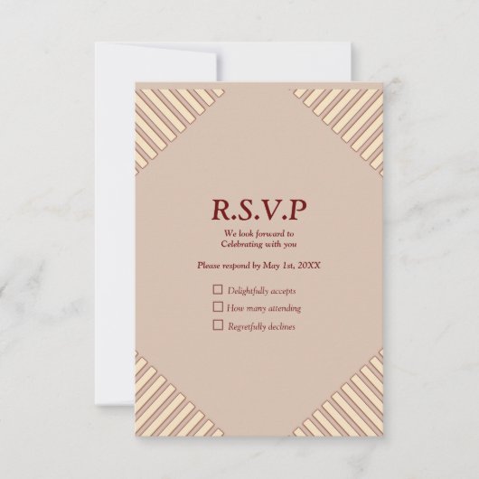 Tan - Marsala Wijn en draai van roze huiden RSVP Kaartje (Voorkant)