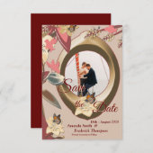 Tan - Marsala Wijn en draai van roze huiden Save The Date (Voorkant / Achterkant)