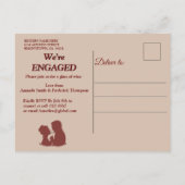 Tan - Marsala Wijn en getextureerd Verloving Uitnodiging Briefkaart (Achterkant)