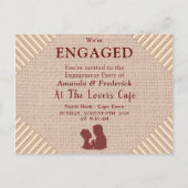 Tan - Marsala Wijn en getextureerd Verloving Uitnodiging Briefkaart (Voorkant)