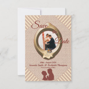 Tan - Marsala wijn getextureerd sparen de Datum Save The Date