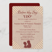 Tan, Marsala-wijn - getextureerde bruiloft Kaart (Voorkant / Achterkant)