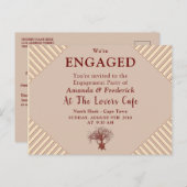 Tan - Marsala Wijn & Modern Verloving Uitnodiging Briefkaart (Voorkant / Achterkant)