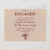 Tan - Marsala Wijn & Modern Verloving Uitnodiging Briefkaart (Voorkant)