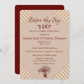 Tan, Marsala Wijn - Moderne Bruidsborrel Kaart (Voorkant / Achterkant)