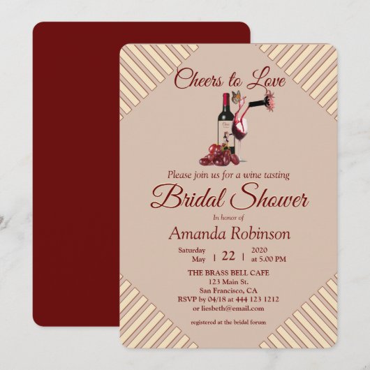 Tan - Marsala-wijntoonstrepen Kaart (Voorkant / Achterkant)