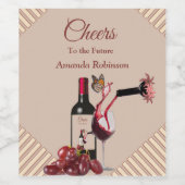 Tan - Marsala-wijntoonstrepen Wijn Etiket (Enkel label)