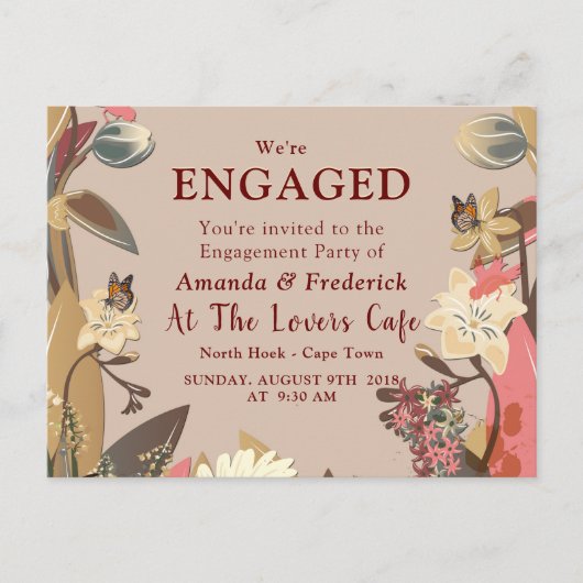 Tan - Marsala Wine en een draai van roze huiden Uitnodiging Briefkaart (Voorkant)