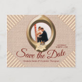 Tan - Marsala Wine en getextureerde Opslaan Datum Aankondigingskaart (Voorkant)