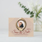 Tan - Marsala Wine en getextureerde Opslaan Datum Aankondigingskaart (Staand voorkant)