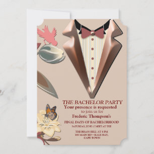 Tan - Marsala Wine & Hues of Pink Bachelor Kaart