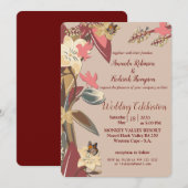 Tan - Marsala Wine , Hues of Pink Wedding Kaart (Voorkant / Achterkant)