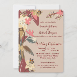 Tan - Marsala Wine , Hues of Pink Wedding Kaart