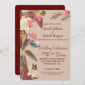 Tan - Marsala Wine , Hues of Pink Wedding Kaart (Voorkant / Achterkant)