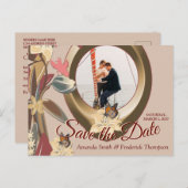 Tan - Marsala Wine & Hues van Roze sparen de Datum Aankondigingskaart (Voorkant / Achterkant)