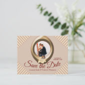 Tan - Marsala Wine & Modern Save the Date Aankondigingskaart (Staand voorkant)