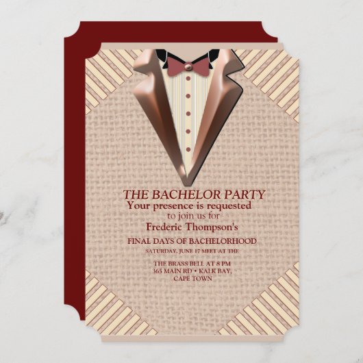 Tan - Marsala Wine - Modern Textured Bachelor Kaart (Voorkant / Achterkant)