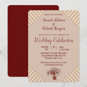 Tan - Marsala wine Modern Wedding Kaart (Voorkant / Achterkant)