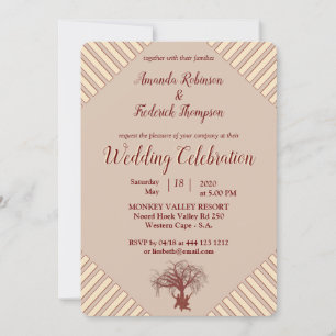 Tan - Marsala wine Modern Wedding Kaart