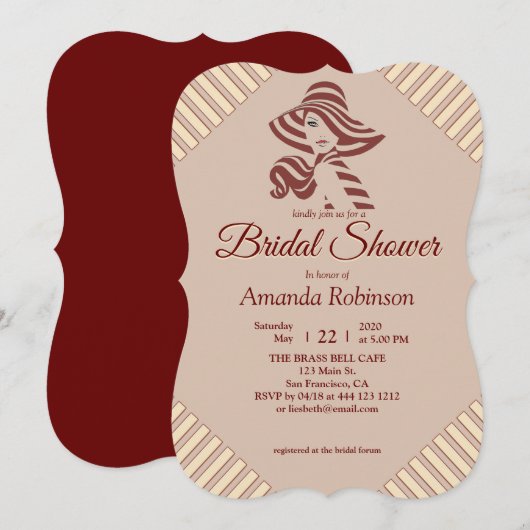 Tan - Marsala Wine & Moderne Roze Kaart (Voorkant / Achterkant)